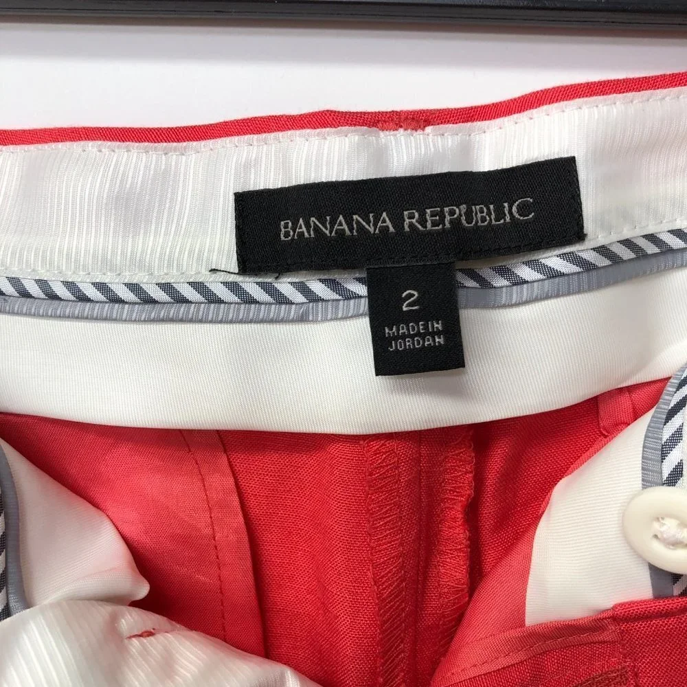 BANANA REPUBLIC LOGAN  LINEN BLEND CROPPED‎ PANTS SIZE 2